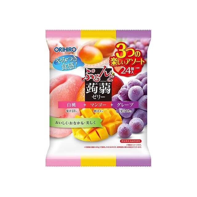 ORIHIRO 蒟蒻果凍 組合包 (白桃/芒果/葡萄) 一包24個入
