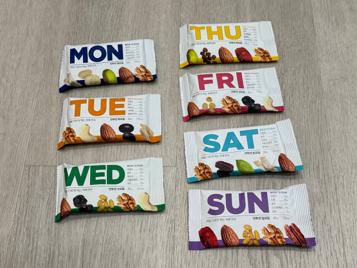 【辦公室下午茶推薦】韓國HBAF MON TO SUN 每日堅果．七天不重複的療癒點心！